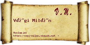 Vági Milán névjegykártya